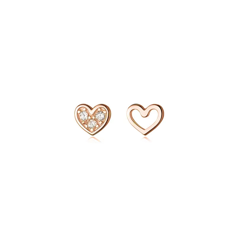 Womens Earrings Silver 925 Ear Piercing Small Hollow Heart 925 Silver Earrings for Women Silver Stud Earrings Girl