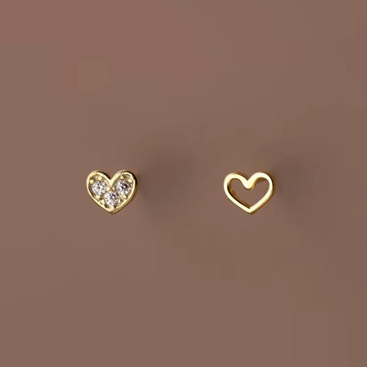 Womens Earrings Silver 925 Ear Piercing Small Hollow Heart 925 Silver Earrings for Women Silver Stud Earrings Girl