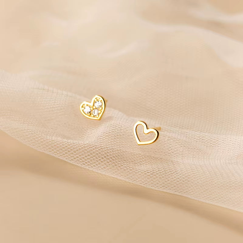 Womens Earrings Silver 925 Ear Piercing Small Hollow Heart 925 Silver Earrings for Women Silver Stud Earrings Girl